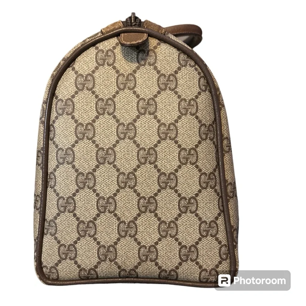 Gucci Authentic Vintage GG Logo Canvas Sherry Line Boston Doctor Bag